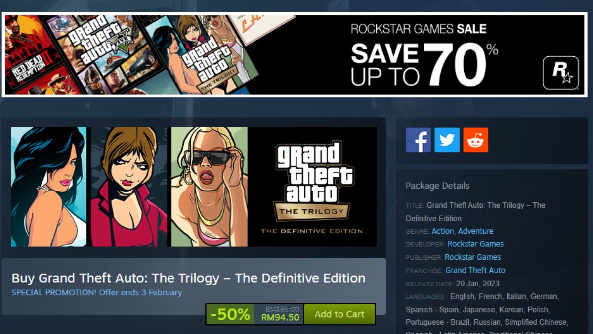 Grand Theft Auto Trilogy Steam page