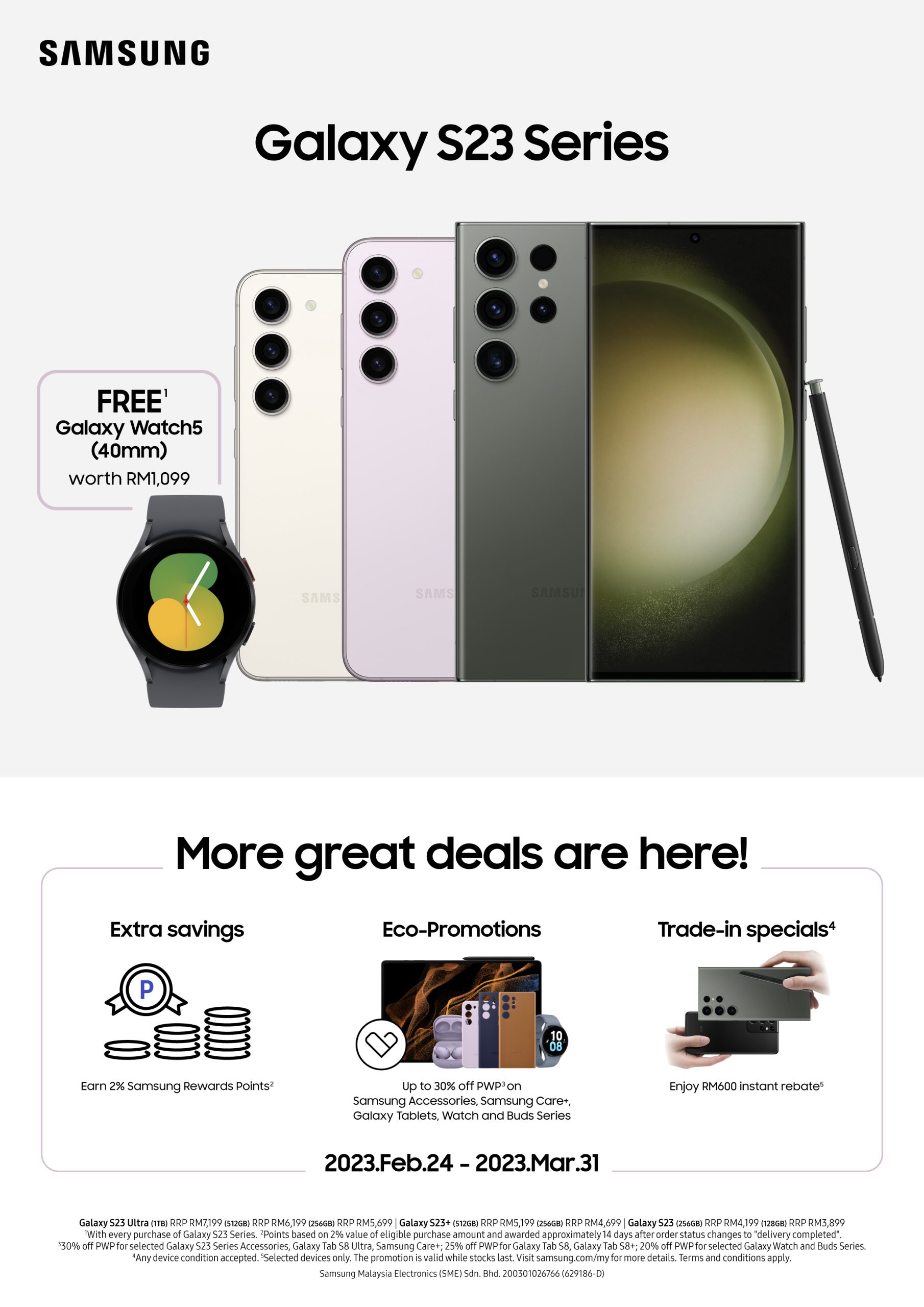 Samsung Galaxy S23 Series Pre-Order Collection Starts 17th February, Free Galaxy Watch5 (40mm) Worth RM1,099 5