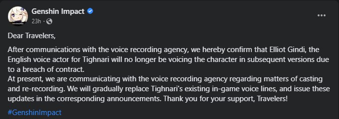 Elliot Gindi, Voice Actor Of Tighnari Fired By Genshin Impact Over Sexual Misconduct 5